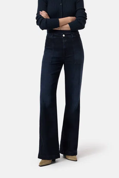 Closed Aria Flared Denim Jeans In Blue/ Black