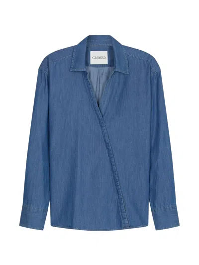 Closed Asymmetric Collared Shirt In Blue