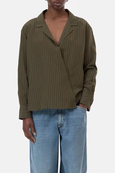 Closed Asymmetric Evening Shirt In Marsh Green