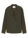 Closed Asymmetric Striped Shirt In Green
