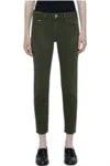 Closed Baker Mid Rise Crop Jean In Weed Green