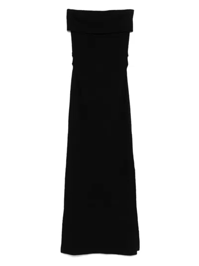 Closed Bandeau Cotton Maxi Dress In Black