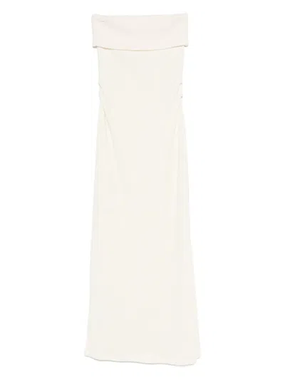 Closed Bandeau Cotton Maxi Dress In White