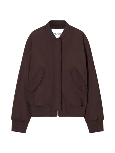 Closed Baseball Collar Blouson Jacket In Brown