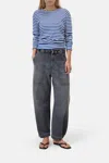 Closed Basic Long Sleeve Classic Crew Neck Top In Galaxy Blue In Blue