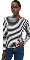 Closed Cotton Blend Striped T-shirt In Black