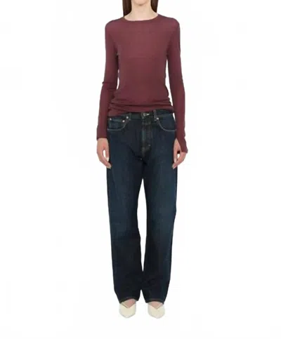 Closed Basic Long Sleeve Top In Dark Raisin In Multi