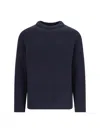 Closed Navy Ribbed Knit Sweater With Crew Neckline In Blue
