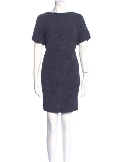 Pre-owned Closed Bateau Neckline Mini Dress In Blue