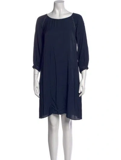 Pre-owned Closed Bateau Neckline Mini Dress In Blue