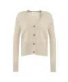 Closed Beige V-neck Button Cardigan With Ribbed Detailing In Neutral
