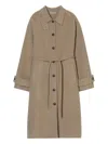 Closed Wool Belted Coat In Brown