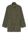 Closed Belted Cotton Coat In Green