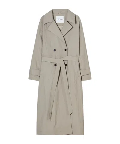 Closed Belted Trench Coat In Neutral