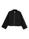 Closed Black Zip-front Flap-pocket Jacket In Multi