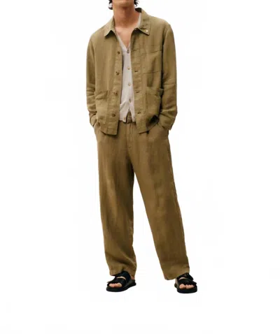 Closed Blomberg Wide Linen Trousers In Chino Green In Multi
