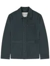 Closed Blue Solid Shirt Collar Jacket In Blue
