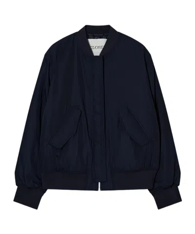 Closed Logo-patch Bomber Jacket In Blue