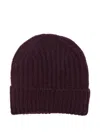 Closed Bordeaux Ribbed Beanie Hat In Burgundy