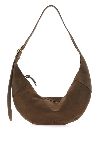 Closed Suede Halfmoon Hobo Leather Bag In Brown