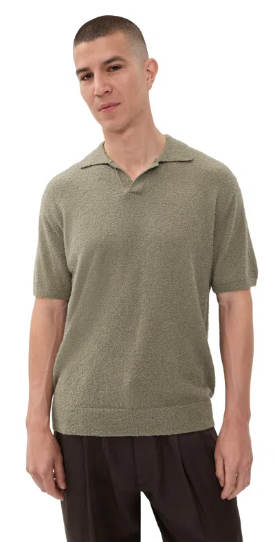 Closed Boucle Knit Polo Pebble Green