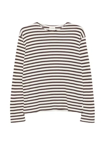 CLOSED BROWN STRIPES CREW NECK T-SHIRT