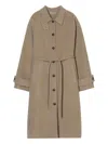 Closed Wool Belted Coat In Brown