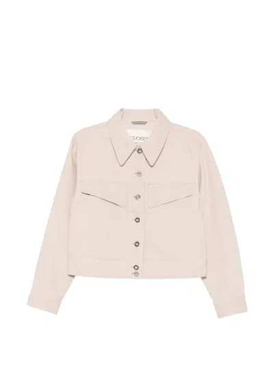 Closed Button-fastening Pocket Jacket In Pink