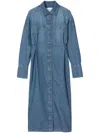 Closed Button-up Maxi Denim Shirtdress In Blue