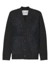 Closed Button-up Textured Cardigan In Black
