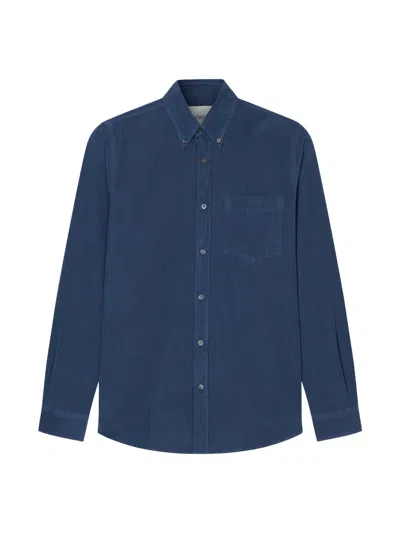 Closed Button-down Corduroy Shirt In Blue