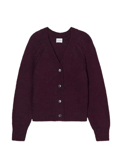 Closed Buttoned Cardigan In Purple