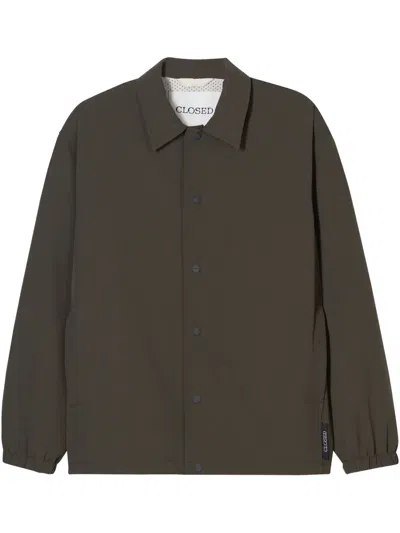 Closed Buttoned Shirt Jacket In Brown