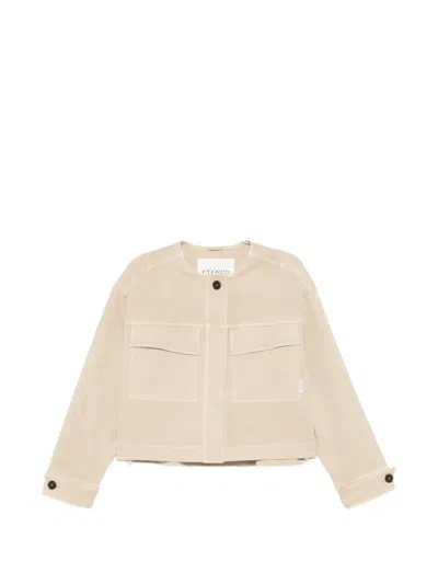 Closed Button-up Flap-pocket Jacket In Neutral