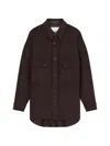 Closed Button-up Oversized Jacket In Brown