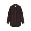 Closed Button-up Oversized Jacket In Brown