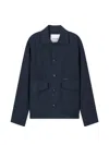Closed Button-up Patch-pocket Jacket In Blue