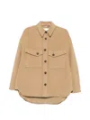 Closed Button-up Shirt Jacket In Brown
