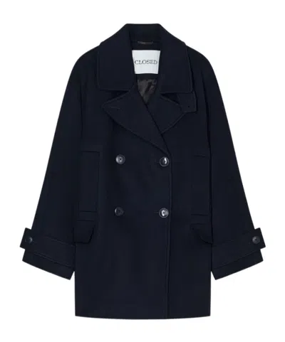 Closed Caban Double-breasted Jacket In Black