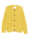 Closed Cable-knit Cardigan In Yellow