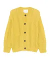Closed Cable-knit Cardigan In Yellow