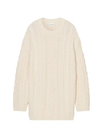 Closed Cable-knit Sweater In Neutral