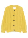 Closed Cable-knit Cardigan In Yellow