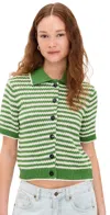 Closed Cardigan Short Sleeve Matcha Green In Matcha Green