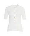 Closed Cashmere Blend Polo With Ribbed Texture In White