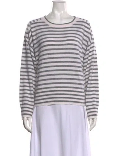 Pre-owned Closed Cashmere Striped Sweater In White