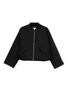 Closed Black Zip-front Flap-pocket Jacket In Black