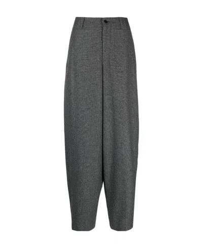 CLOSED CHECK-PATTERN TAPERED TROUSERS