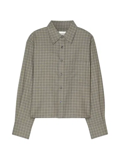 Closed Checked Cropped Shirt In Green