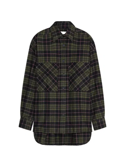 Closed Check-pattern Oversized Shirt In Brown